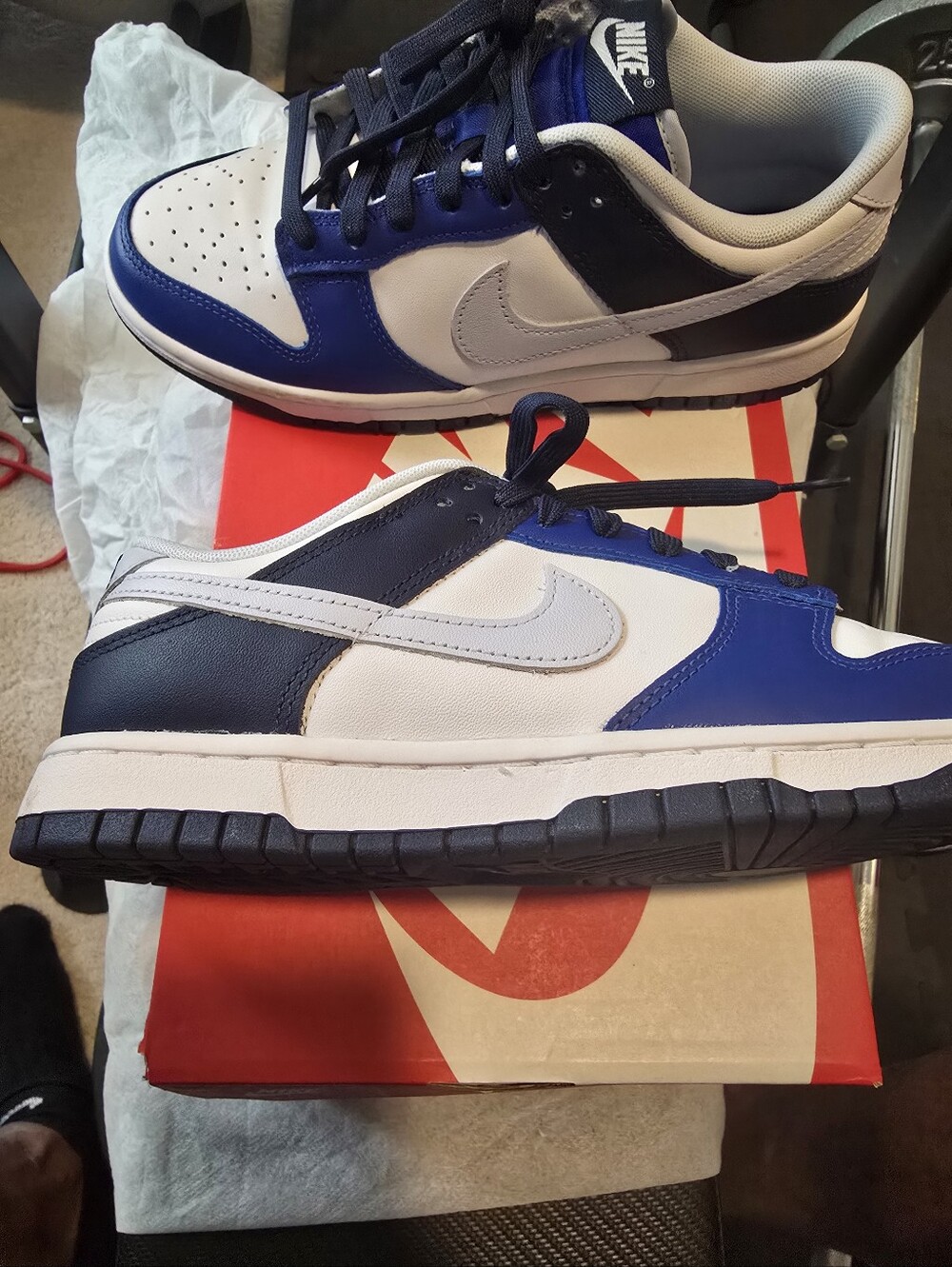 Nike Dunk Low - White / Football Grey / Game Royal - Size 7.5